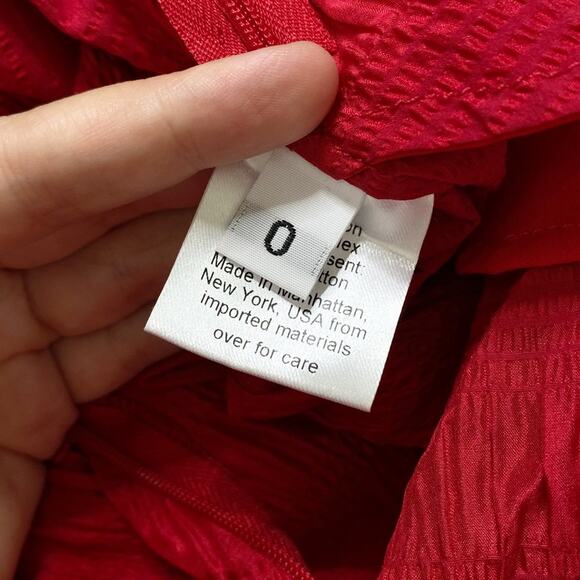 Rachel Comey Stance Silk Blend Smocked Seersucker Jumpsuit Red Christmas Size 0 - Picture 7 of 7